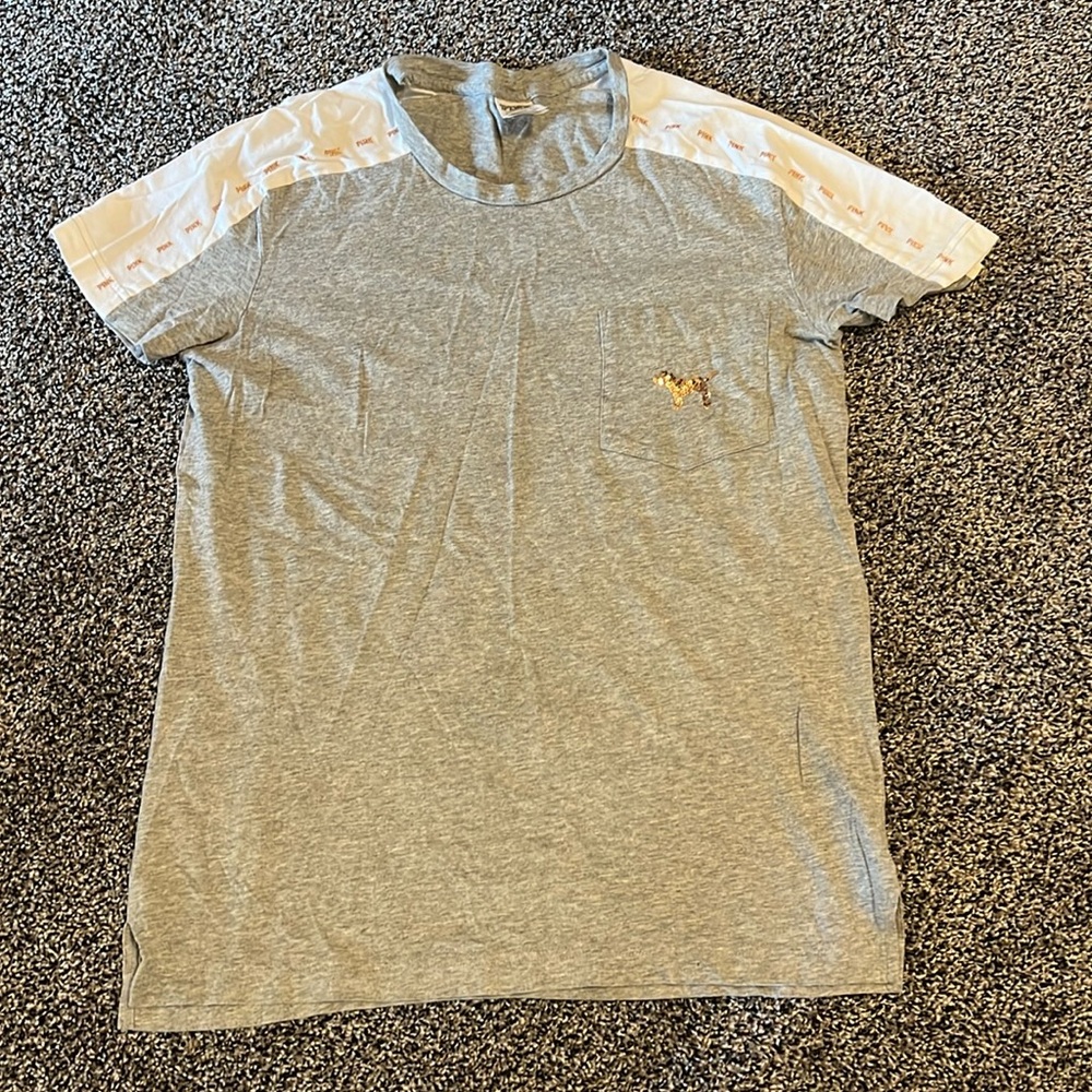 Victoria Secret grey t-shirt with rose gold accents